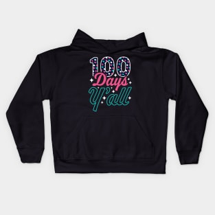 100 Days Y'all 100th Day of School Teacher Student Hearts Kids Hoodie